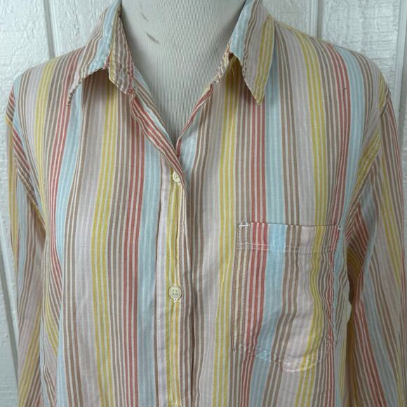 Gap Women Boyfriend Fit Shirt Long Sleeve Striped Cotton Preppy Casual Size XL - Picture 4 of 8